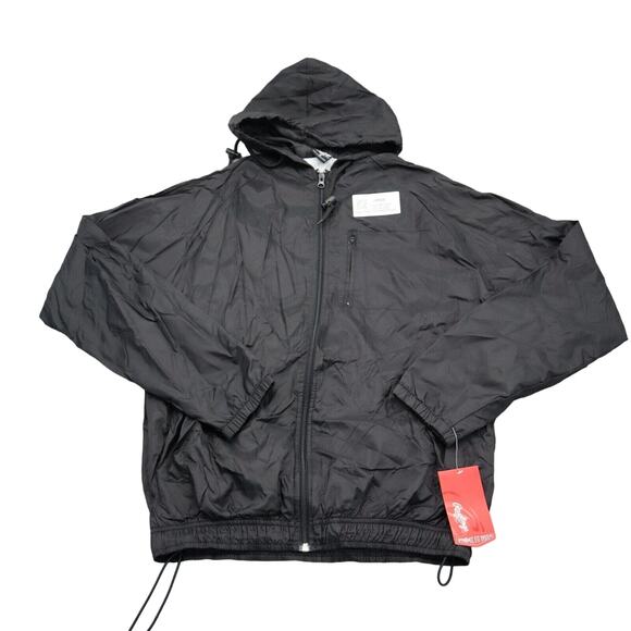 Rawlings Jacket Mens S Black Full Zip Casual Hooded Windbreaker Adjustable Hem - Picture 1 of 16
